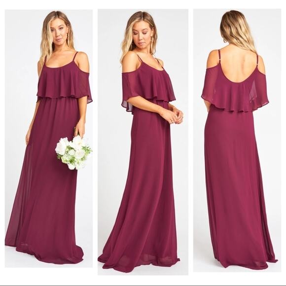 Show Me Your MuMu Caitlin Cold Shoulder Gown Red Cherry Red NEW - Picture 1 of 13